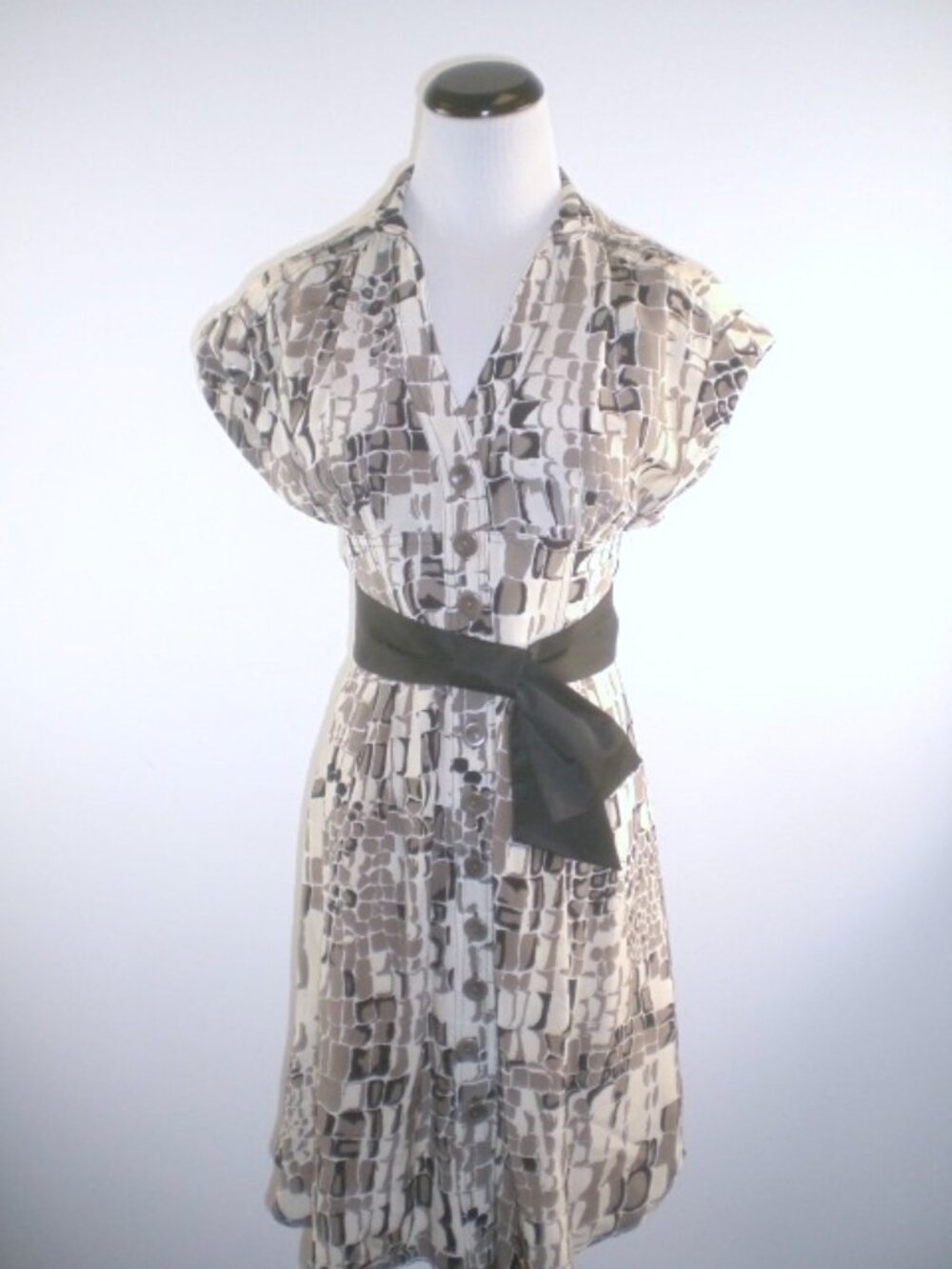 Nanette Lepore silk animal print shirt midi dress short sleeve button up  belt 8